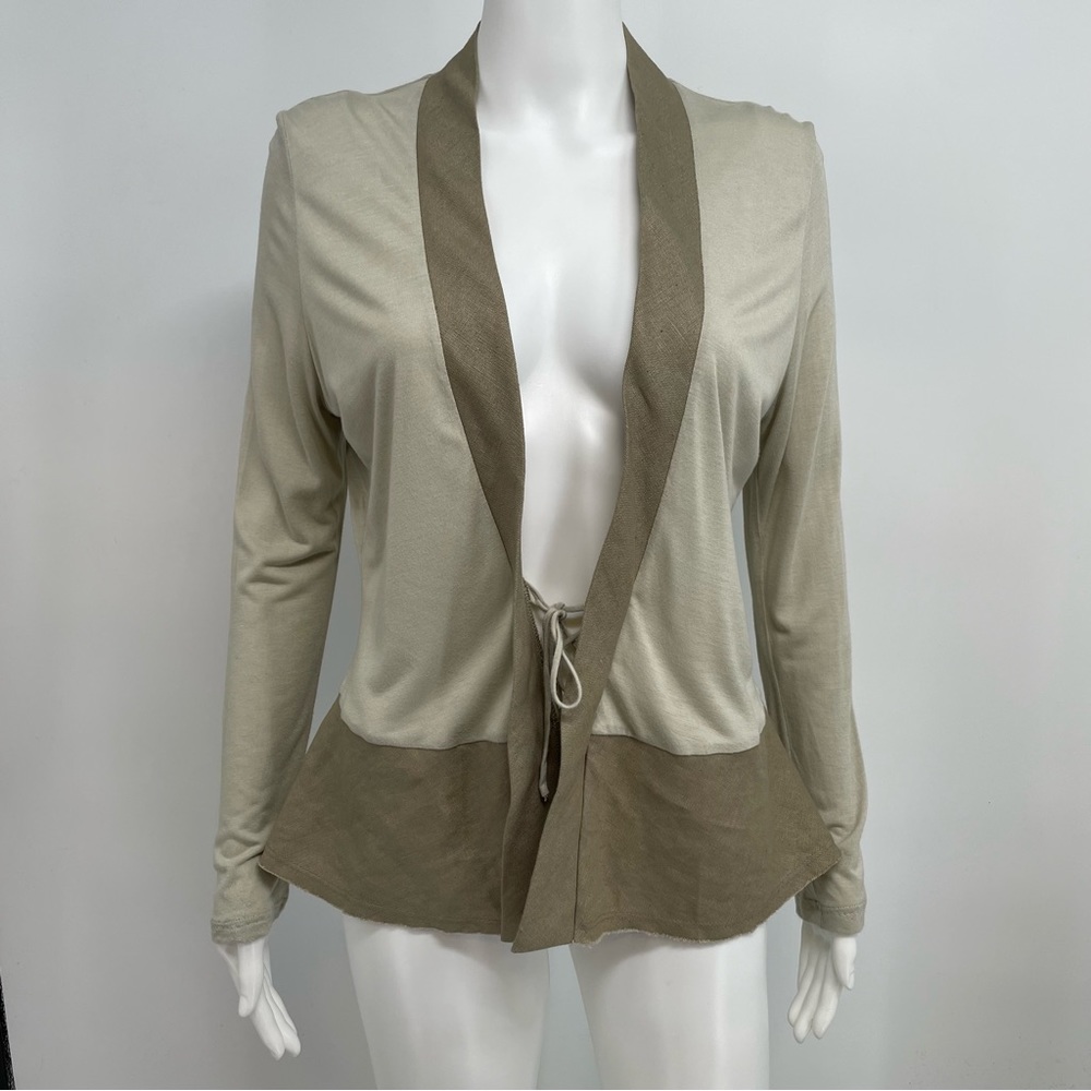 CARLA ZAMPATTI Lightweight Jacket Top Women’s 12 tie Viscose Contrast Linen